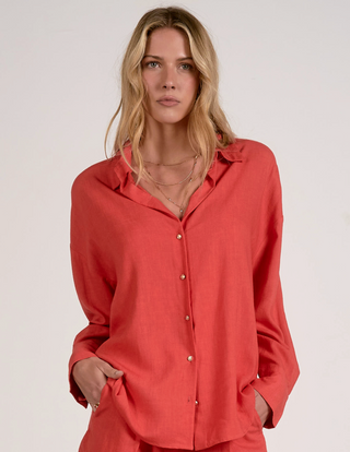 RED BUTTON UP COLLARED SHIRT