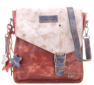 DISTRESSED GENUINE LEATHER BED|STU CROSSBODY IN AMERICANA COLORS