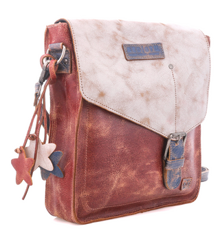 DISTRESSED GENUINE LEATHER BED|STU CROSSBODY IN AMERICANA COLORS