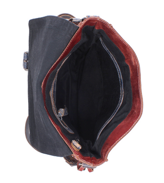 DISTRESSED GENUINE LEATHER BED|STU CROSSBODY IN AMERICANA COLORS