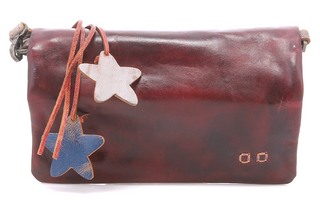 RED LEATHER CONVERTIBLE WALLET TO CROSSBODY BY BED|STU IN AMERICANA STYLE