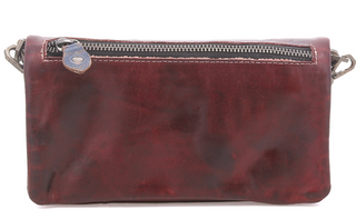 RED LEATHER CONVERTIBLE WALLET TO CROSSBODY BY BED|STU IN AMERICANA STYLE