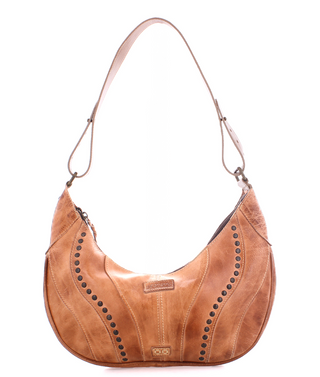Brown leather handbag with studded details BED|STU