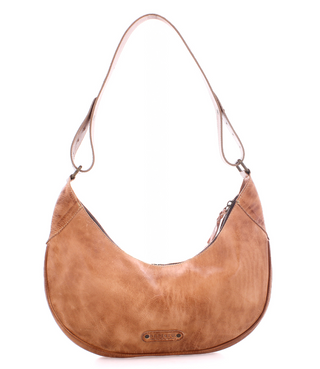 Brown leather handbag with studded details BED|STU