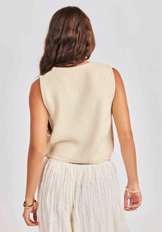 CREAM SWEATER VEST WITH LARGE GOLD BUTTONS 