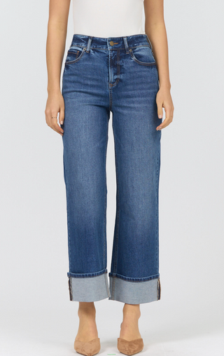 MEDIUM BLUE DENIM JEAN WITH CUFFED BOTTOMS