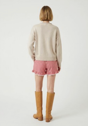 RED & WHITE CHECKERED SHORTS WITH RUFFLE DETAIL 