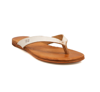 GENUINE LEATHER SANDAL FLIP FLOP WITH CREAM STRAP 
