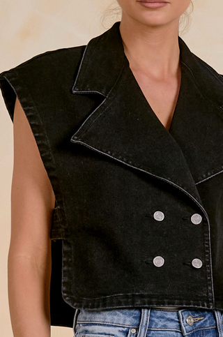 EVERLEIGH BLACK BUTTON UP VEST