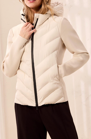ZIP FRONT CREAM PUFFER JACKET