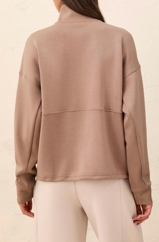 HALF ZIPPER TAUPE CREWNECK
