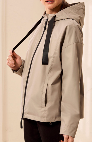 HOODED GREY RAINCOAT