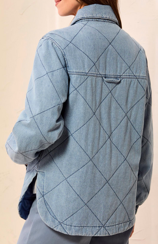 DENIM LIGHT WASH QUILTED JACKET