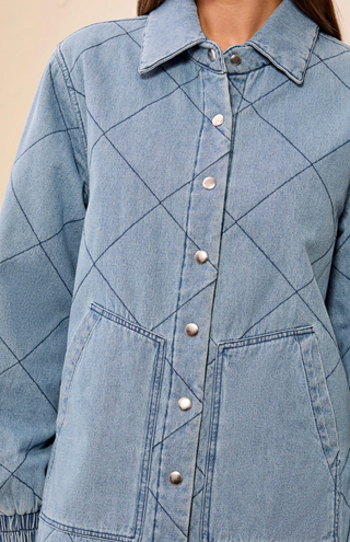 DENIM LIGHT WASH QUILTED JACKET