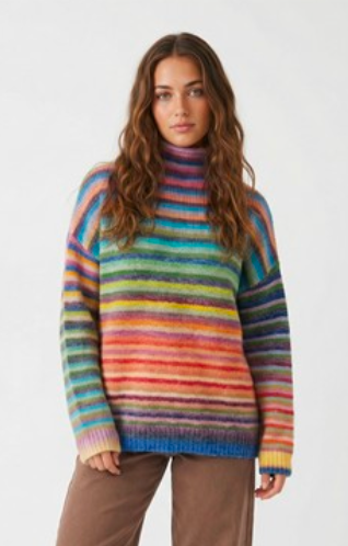 FUZZY RAINBOW TURTLENECK SWEATER 