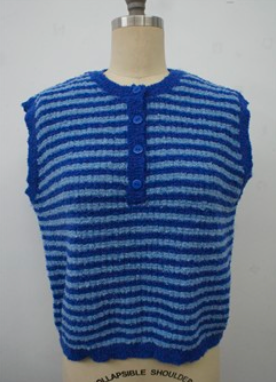 BLUE|LIGHT BLUE STRIPED HALF BUTTON SWEATER VEST