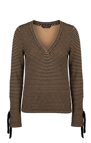 HANNAH STRIPED L/S TOP W/ TIES