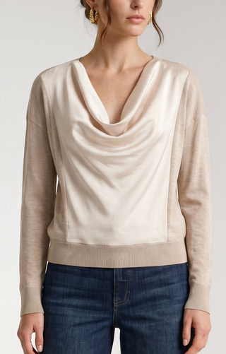 HAZEL DRAPE NECK WOVEN TOP