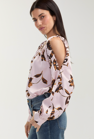 REBECCA BUTTON SLV FLORAL BLOUSE