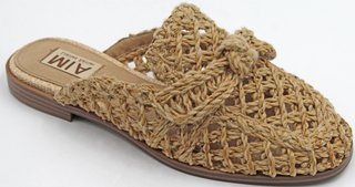 raffia straw mule slip on with raffia bow 