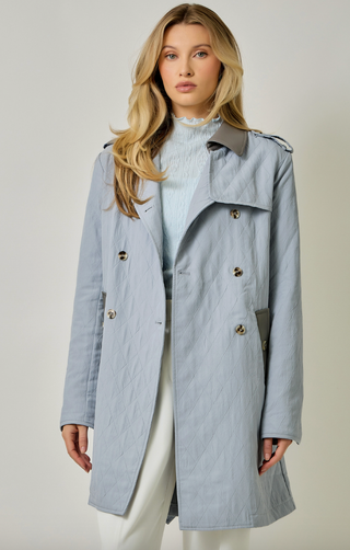 QUILTED BLUE TRENCH COAT
