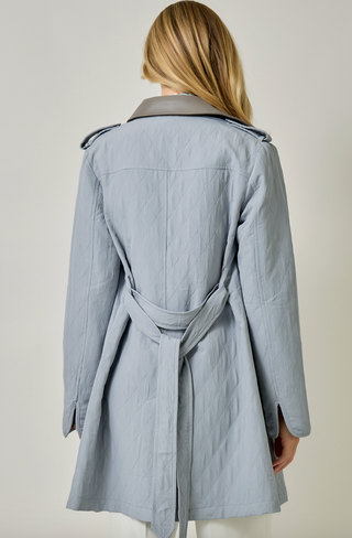 QUILTED BLUE TRENCH COAT