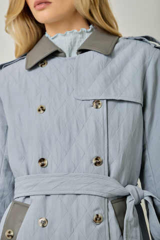 QUILTED BLUE TRENCH COAT