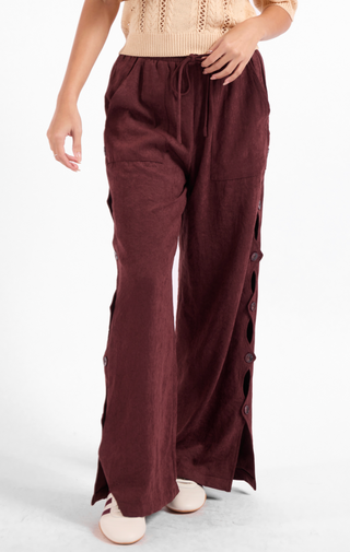 RHEA EGGPLANT BUTTON PANTS