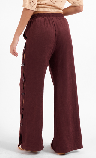 RHEA EGGPLANT BUTTON PANTS