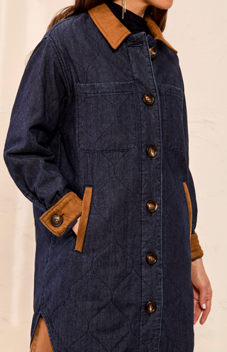 QUILTED DENIM BUTTON JACKET