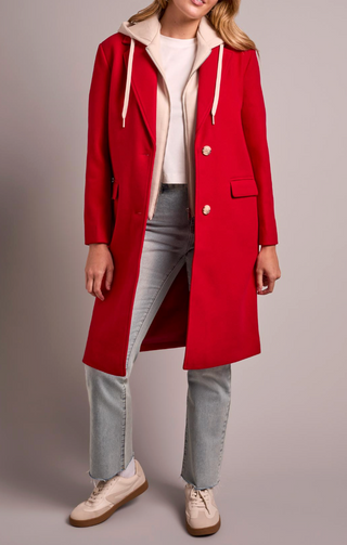 RED HOODEDTRENCH COAT