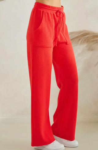 JOLLY RED KNIT SWEATPANTS