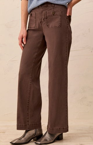 BROWN STRAIGHT LEG ANKLE DENIM WITH FRONT POCKETS 