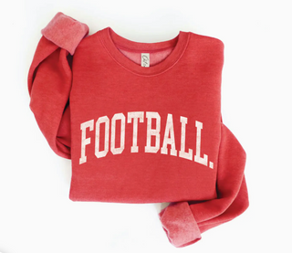 FOOTBALL CREWNECK IN HEATHERED RED COLOR, VINTAGE LETTERING 