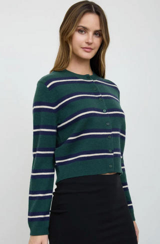 MUTIL COLOR STRIPE CARDI, BUTTON UP 