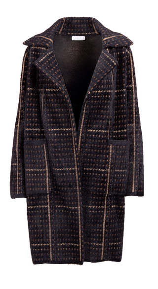 DARK BROWN AND BLACK HOUNDSTOOTH COAT 
