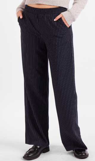 navy pinstripe pull on pants 