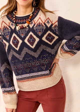 NORDIC FAIR ISLE PRINTED SWEATER 