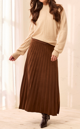 PLEATED BRWN SKIRT
