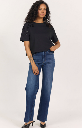 MADDOX BEADED BLACK TEE