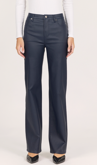 NAVY STRAIGHT LEG COATED DENIM 