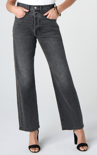 BLACK STRAIGHT LEG VINTAGE WASH DENIM 