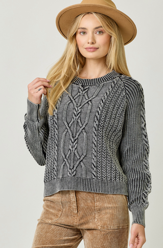 MY- WASHED CABLE SWEATER
