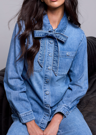 DENIM TIE BLOUSE