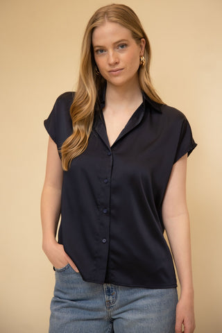 SATIN BUTTON UP SHIRT