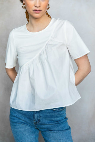 KNIT & POPLIN BLOUSE