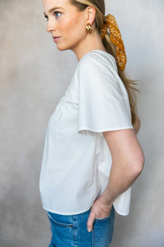 KNIT & POPLIN BLOUSE