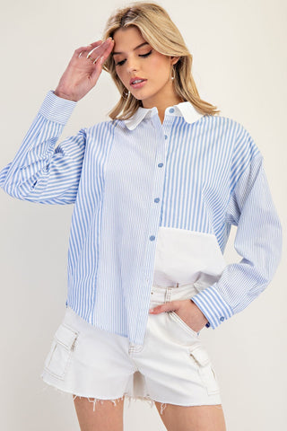 ES-STRIPED COLOR BLK LS SHIRT