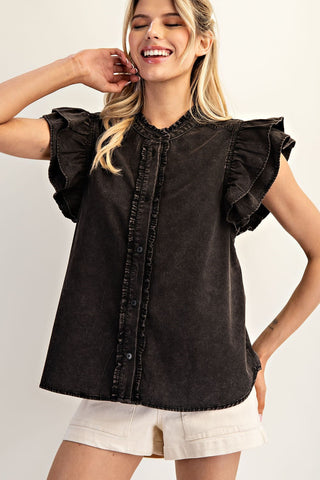 ES-RUFFLE FLUTTER TOP