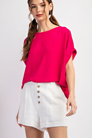 ES- SHORT SLEEVE TOP-PINK